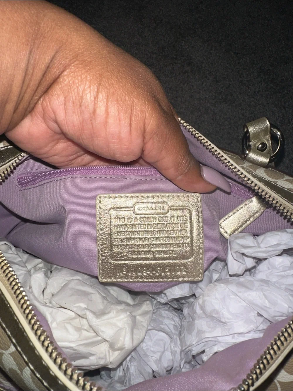 Coach Beige Signature Satchel with Gold Trim